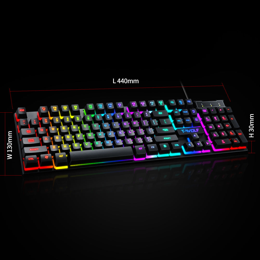 Lei Wolf T20 Beleuchtete Gaming & Office Tastatur – Wasserabweisend | Hintergrundbeleuchtung | Kabelgebunden
