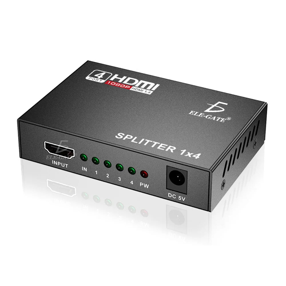 4K HDMI-Splitter 1×4 – 1 Eingang auf 4 Bildschirme | 4K@30Hz Signalverteiler für TV, Monitor, Beamer & Konsole