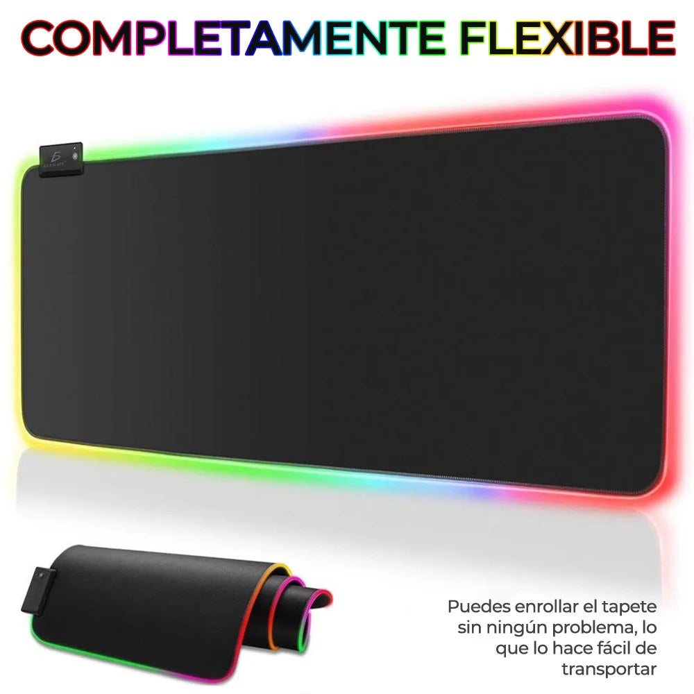 XXL RGB Gaming Mauspad – 90 × 40 cm | LED-Beleuchtung | 4 mm dick | Wasserabweisend