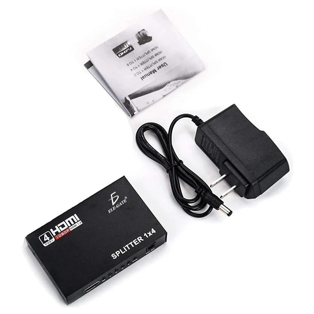 4K HDMI-Splitter 1×4 – 1 Eingang auf 4 Bildschirme | 4K@30Hz Signalverteiler für TV, Monitor, Beamer & Konsole