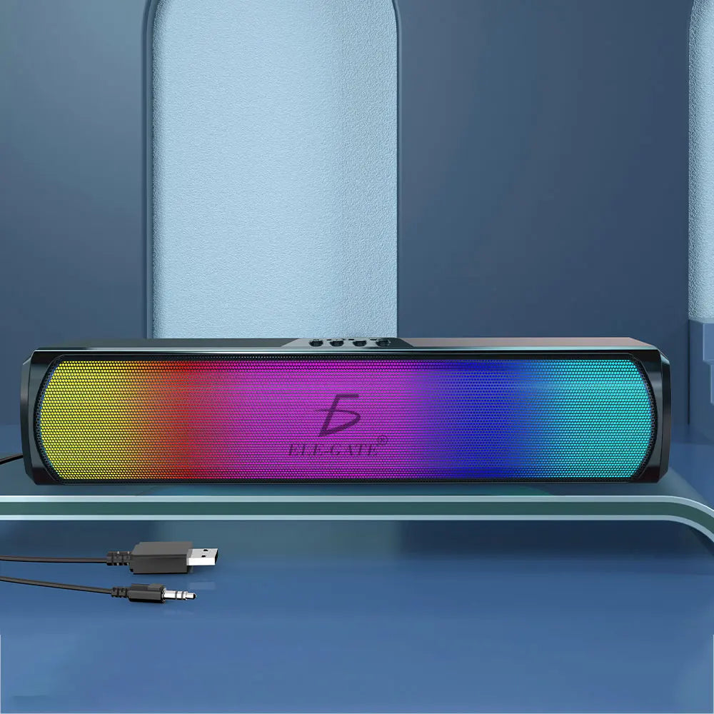 ELE-GATE BC.Q4 Gaming Soundbar – 2.0 Stereo Sound mit RGB-LED, USB & AUX für PC, Android TV & Home Entertainment