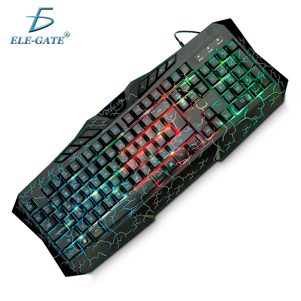 ELE-GATE Mechanische Gaming-Tastatur – 104 Tasten mit Blue Switches & RGB Rainbow-Beleuchtung | Anti-Ghosting, USB & Handballenauflage | Englisches Layout