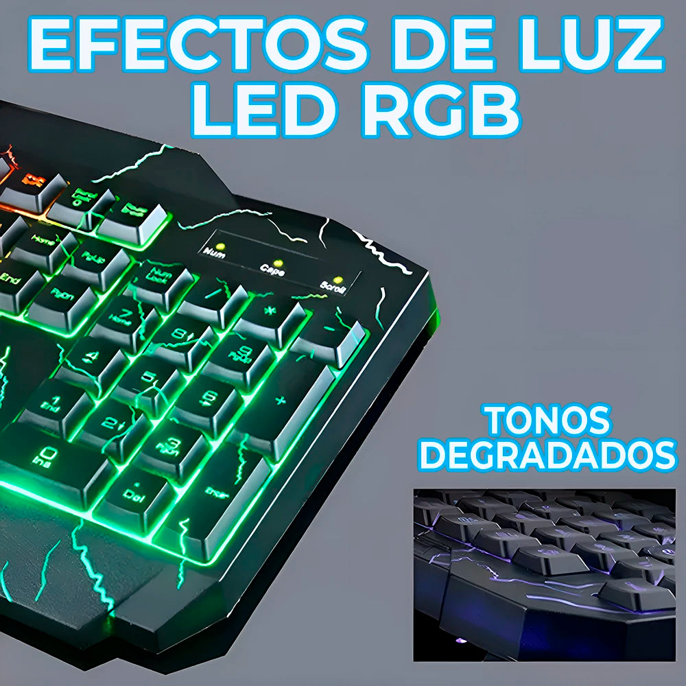 TC.08.P Mechanische Gaming-Tastatur – 104 Tasten mit Blue Switches & 7-RGB Rainbow-Beleuchtung | Anti-Ghosting & USB-Anschluss | Englisches Layout
