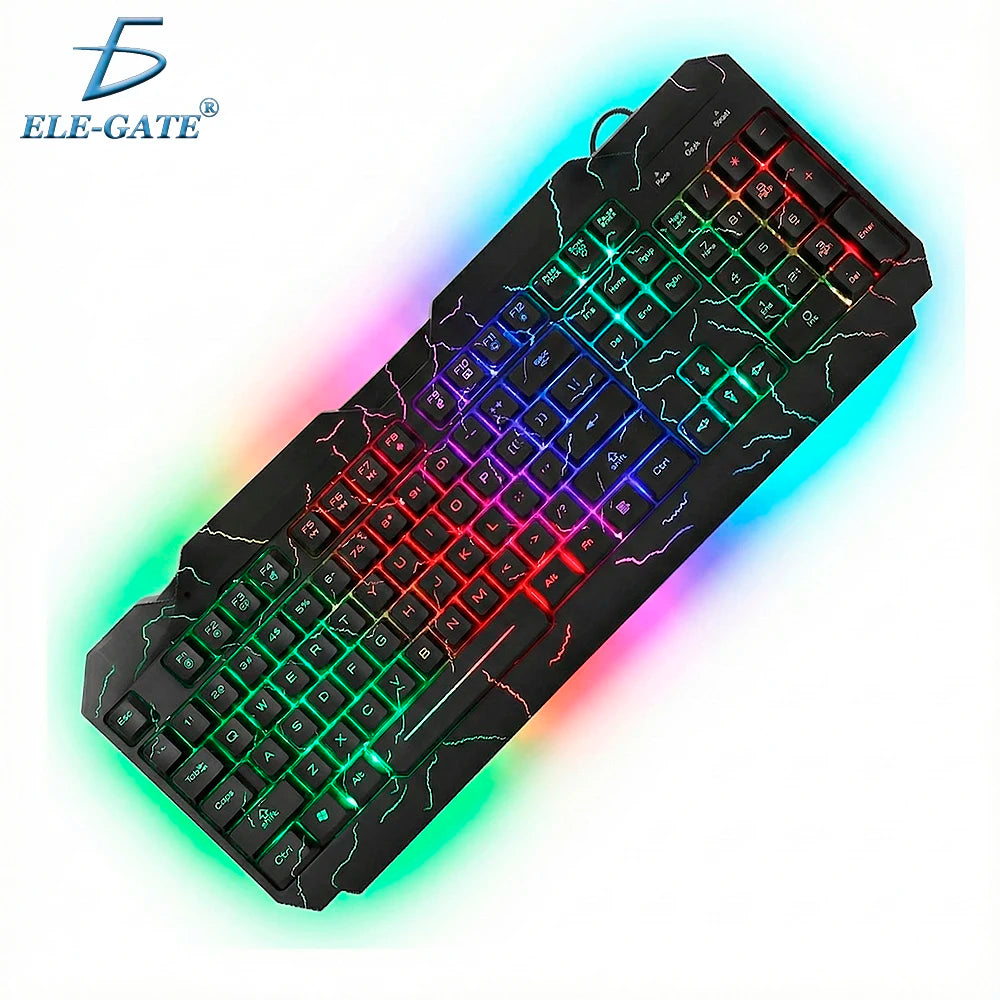 TC.08.P Mechanische Gaming-Tastatur – 104 Tasten mit Blue Switches & 7-RGB Rainbow-Beleuchtung | Anti-Ghosting & USB-Anschluss | Englisches Layout
