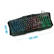 ELE-GATE Mechanische Gaming-Tastatur – 104 Tasten mit Blue Switches & RGB Rainbow-Beleuchtung | Anti-Ghosting, USB & Handballenauflage | Englisches Layout
