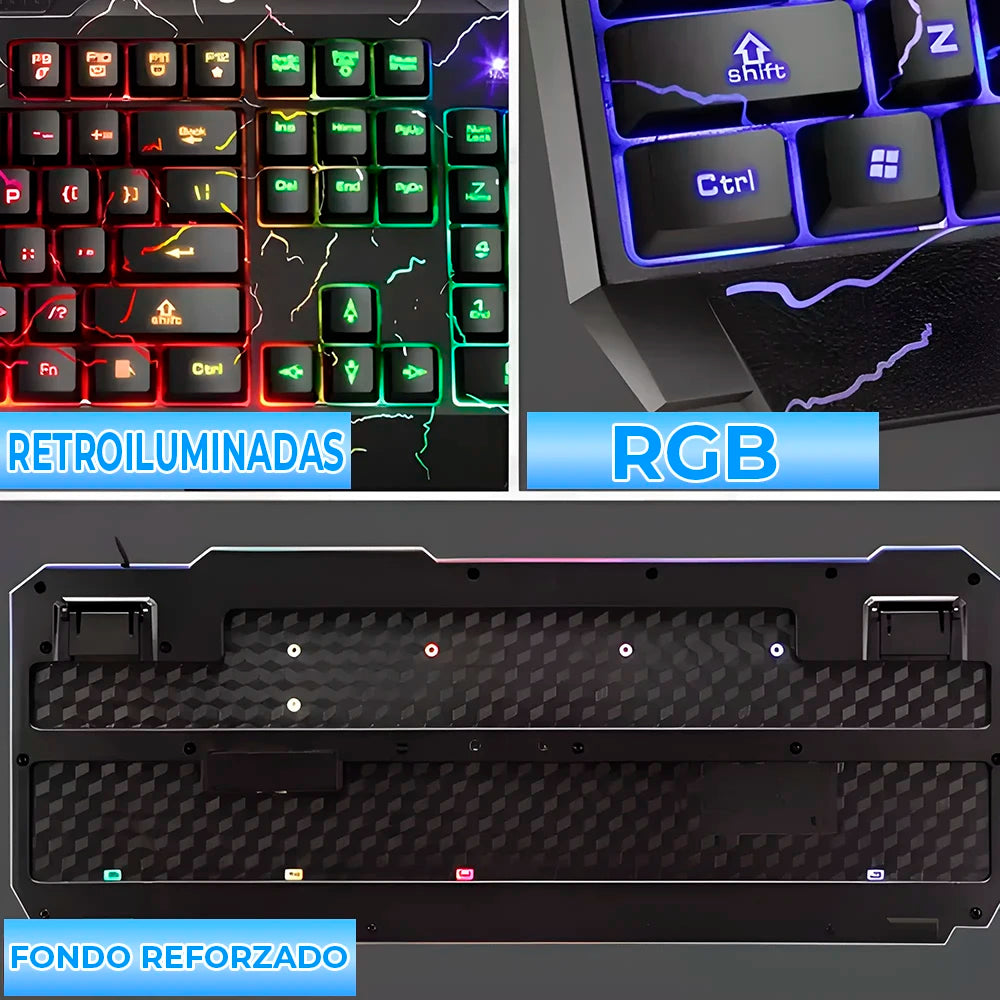 TC.08.P Mechanische Gaming-Tastatur – 104 Tasten mit Blue Switches & 7-RGB Rainbow-Beleuchtung | Anti-Ghosting & USB-Anschluss | Englisches Layout