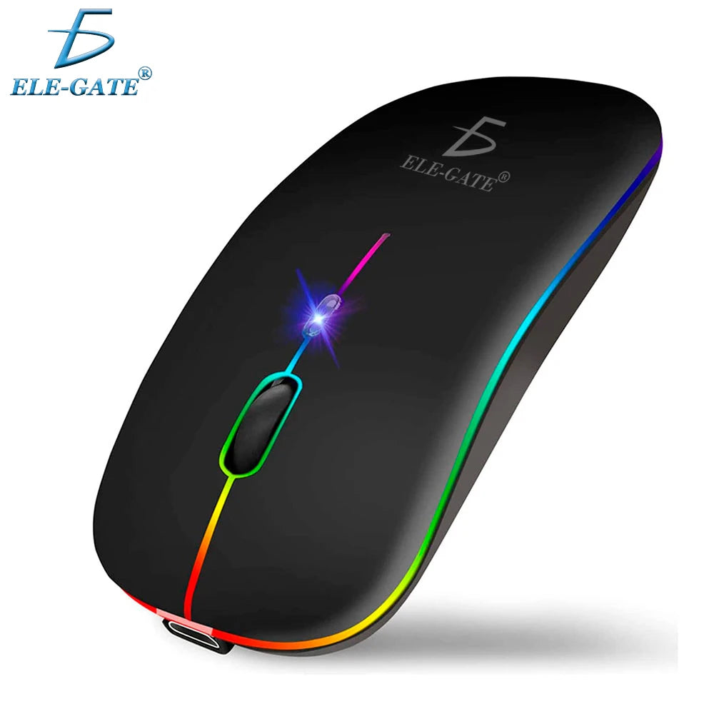 Wireless RGB Gaming-Maus – 2,4 GHz Funkmaus mit Silent-Tasten & Akku | 7 Tasten, optischer Sensor & ergonomisches Design für PC und Laptop