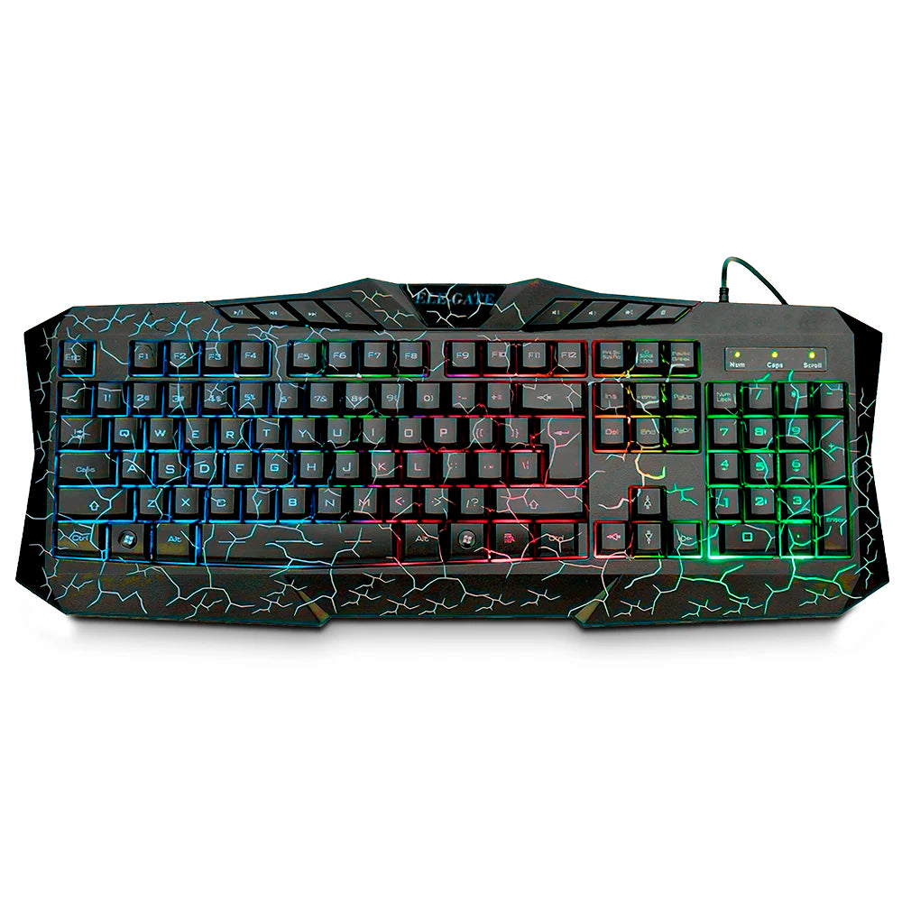 ELE-GATE Mechanische Gaming-Tastatur – 104 Tasten mit Blue Switches & RGB Rainbow-Beleuchtung | Anti-Ghosting, USB & Handballenauflage | Englisches Layout