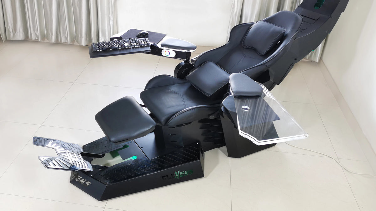 CLUVENS UNICORN Zero-Gravity Gaming Cockpit – Luxuriöse Simulator-Workstation mit Liegefunktion, Wärme & Massage | Premium Gaming- & Sim-Racing-System