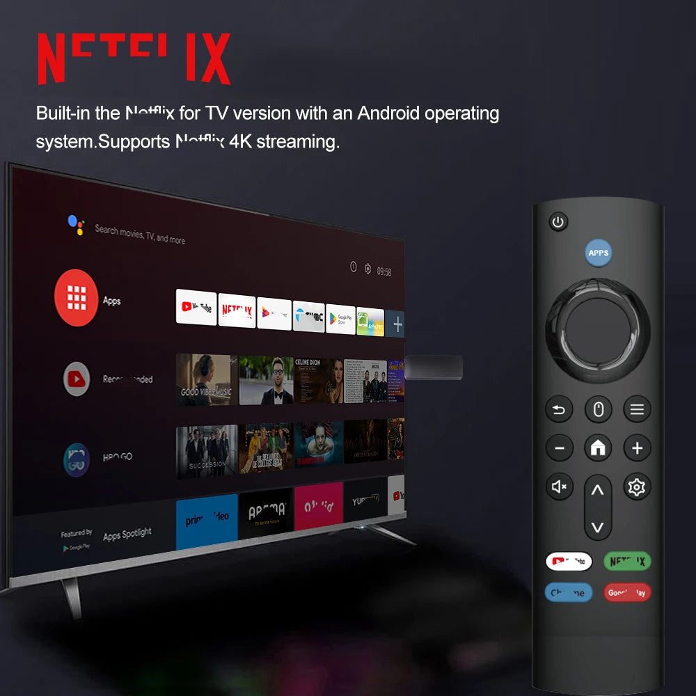Topleo Android TV Stick – 4K Smart TV Streaming-Stick mit WLAN & IR-Fernbedienung