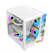 Lovingcool ATX Gaming PC-Gehäuse – Weißes Aluminium-Case mit Glasfenster & RGB-Lüfter