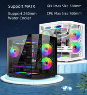 M-ATX Panorama Gaming PC-Gehäuse – 3-seitiges Glasdesign für Custom & RGB Builds