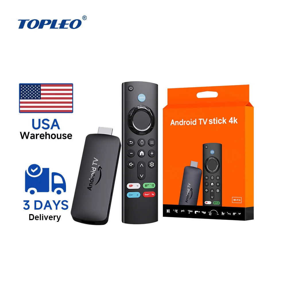 Topleo Android TV Stick – 4K Smart TV Streaming-Stick mit WLAN & IR-Fernbedienung