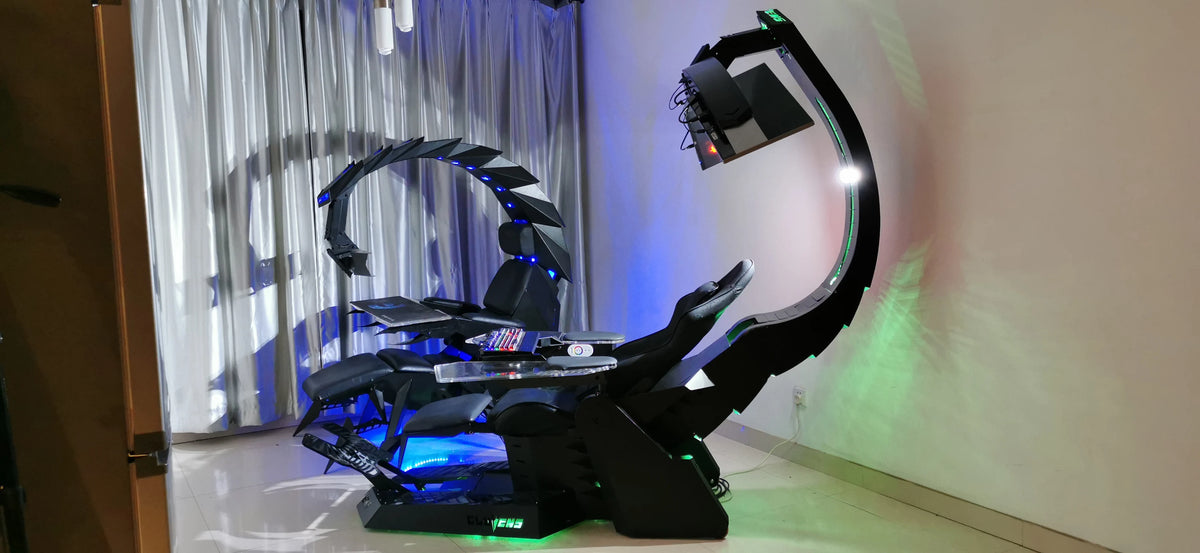 CLUVENS UNICORN Zero-Gravity Gaming Cockpit – Luxuriöse Simulator-Workstation mit Liegefunktion, Wärme & Massage | Premium Gaming- & Sim-Racing-System
