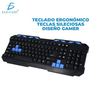 Wireless Tastatur & Maus Set – Kabelloses 2,4-GHz-Set mit LED-Beleuchtung & 1000-DPI-Maus