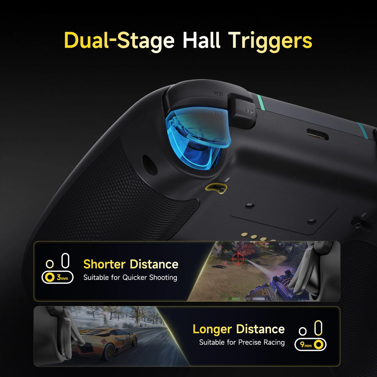 EasySMX X05 Pro Gaming Controller – Hall-Effekt-Joysticks | Dual-Stage Hall-Trigger | 2 programmierbare Tasten | PC Gamepad