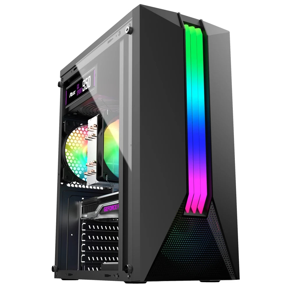 Hochwertiges RGB Gaming PC-Gehäuse – ATX | Tempered-Glass-Seitenpanel | USB 3.0