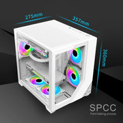 Lovingcool ATX Gaming PC-Gehäuse – Weißes Aluminium-Case mit Glasfenster & RGB-Lüfter