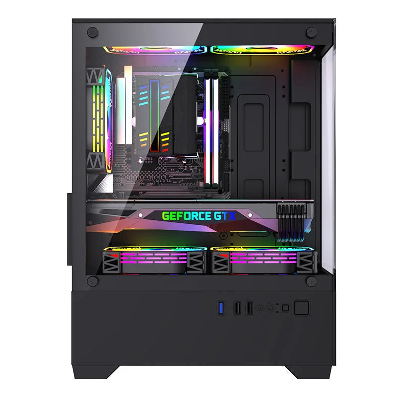Micro-ATX Gaming PC-Gehäuse – Mid Tower | Optimierter Airflow | Glas-Seitenfenster