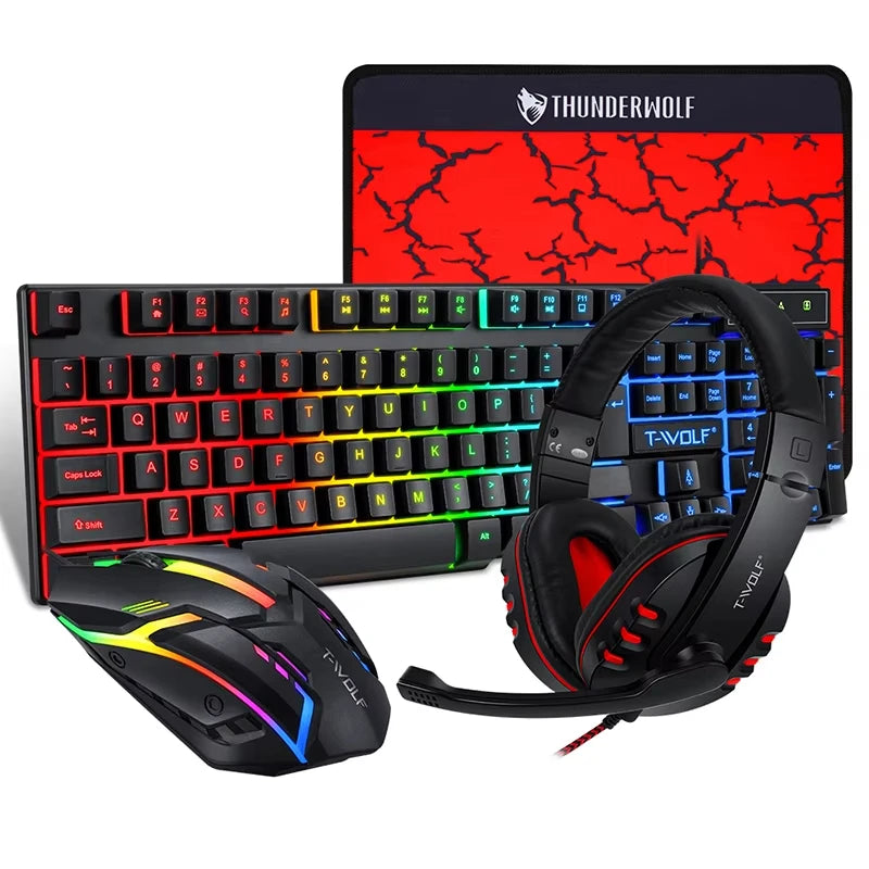 Hot Sale T-WOLF TF850 RGB Gaming Tastatur & Maus Set – 104 Tasten | 9-Key Anti-Ghosting | 1000 DPI Gaming Maus | USB Kabelgebunden