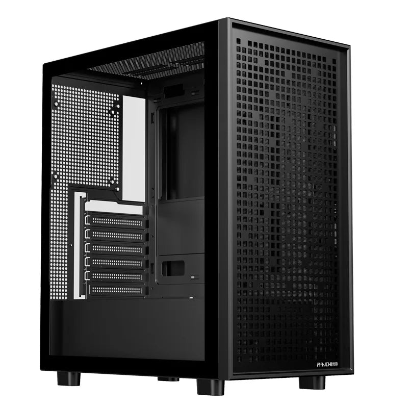 PENCO Gaming PC-Gehäuse – ATX / Micro-ATX / ITX Mid-Tower mit Glas-Seitenfenster & Mesh-Front | Gaming Case für individuelle PC-Builds