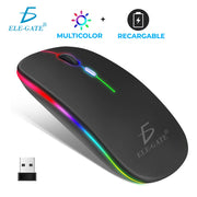 Wireless RGB Gaming-Maus – 2,4 GHz Funkmaus mit Silent-Tasten & Akku | 7 Tasten, optischer Sensor & ergonomisches Design für PC und Laptop
