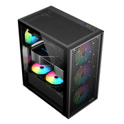 PENCO Gaming PC-Gehäuse – ATX / Micro-ATX / ITX Mid-Tower mit Glas-Seitenfenster & Mesh-Front | Gaming Case für individuelle PC-Builds