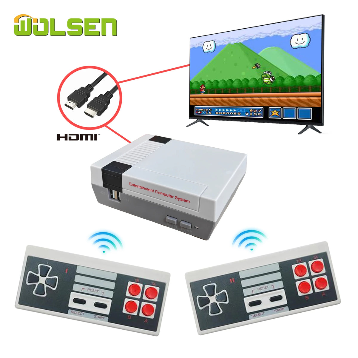 8-Bit Mini Retro TV Spielekonsole – Rot/Weiß mit 2,4-GHz Wireless Controllern