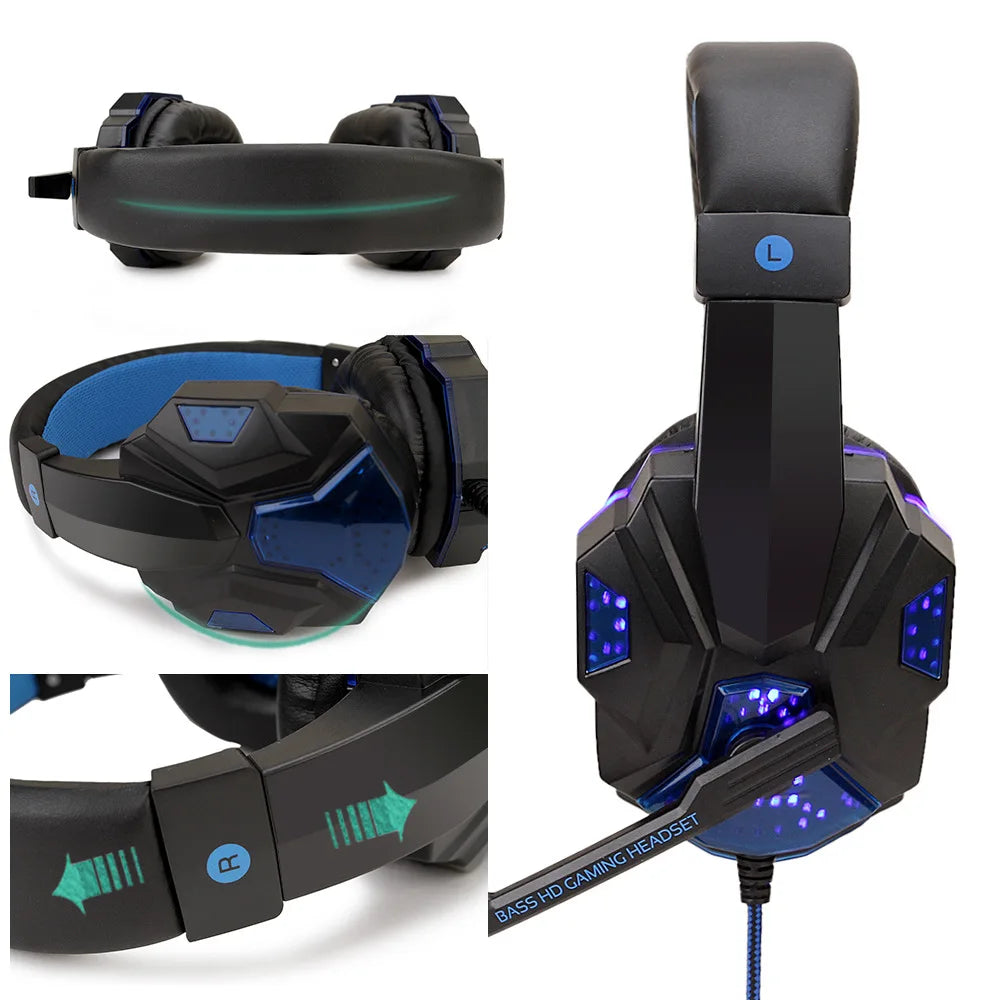 Gaming-Headset mit RGB – Kabelgebundene Stereo-Kopfhörer mit Mikrofon & 40-mm-Treibern | 3,5-mm-Klinke für PC, PS4, PS5 & kompatible Xbox-Systeme
