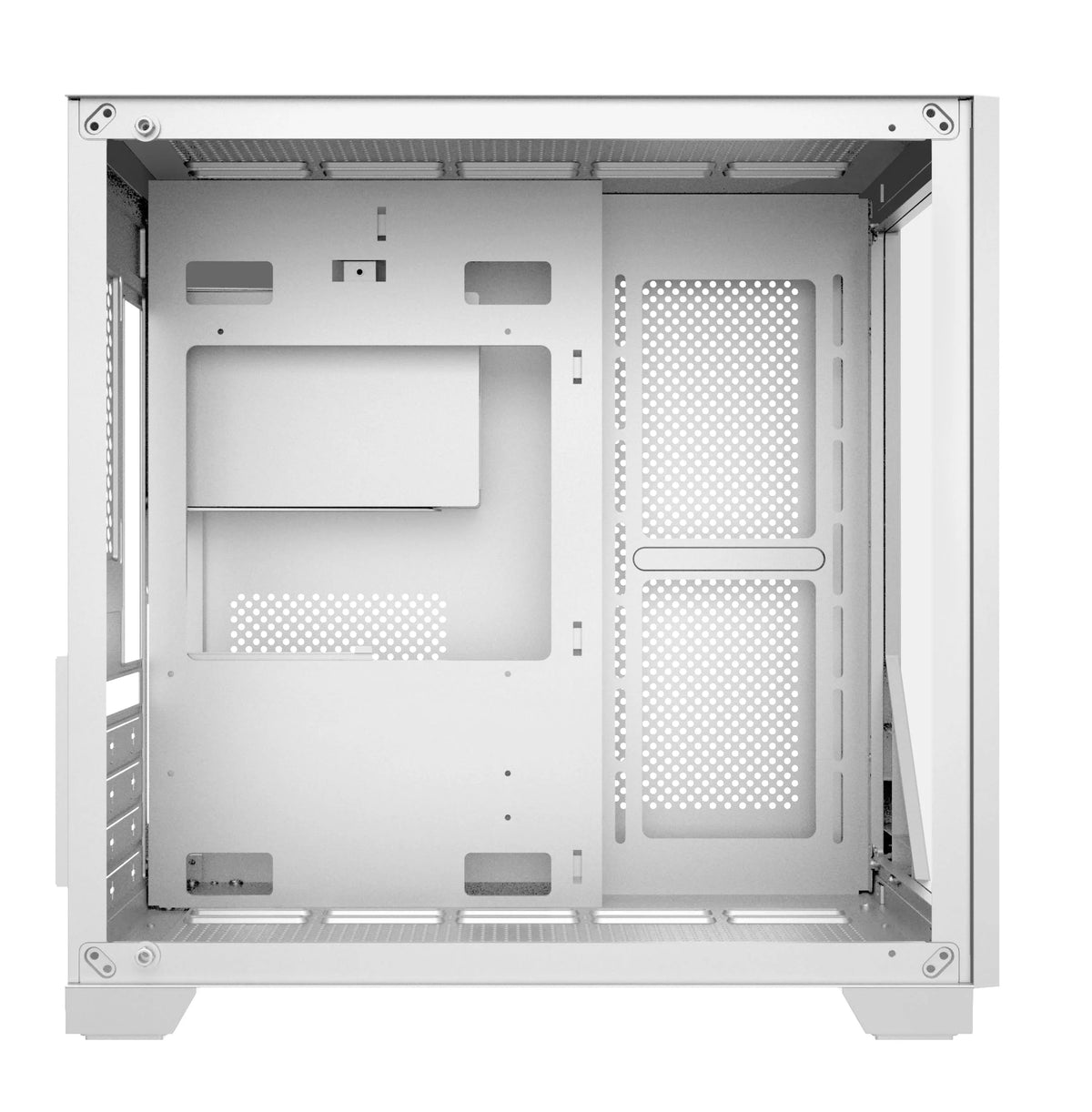 Lovingcool ATX Gaming PC-Gehäuse – Weißes Aluminium-Case mit Glasfenster & RGB-Lüfter