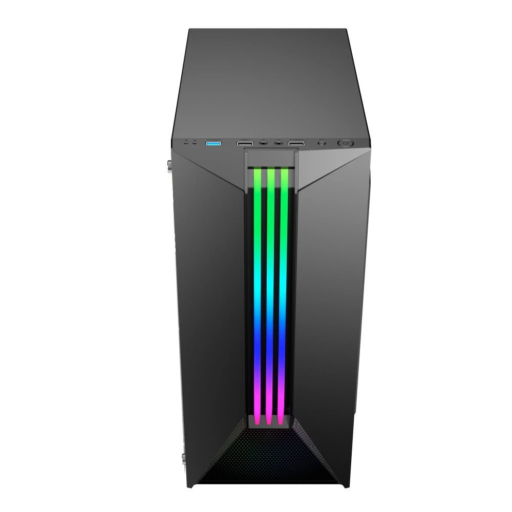 Hochwertiges RGB Gaming PC-Gehäuse – ATX | Tempered-Glass-Seitenpanel | USB 3.0