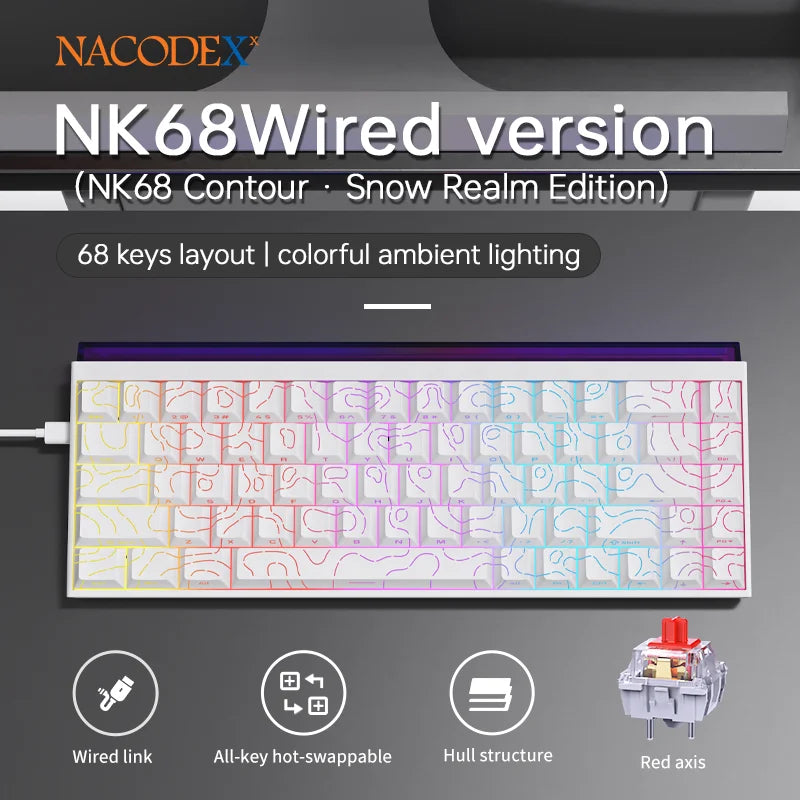 AJAZZ NK68 Mechanische Gaming Tastatur – 68 Tasten | RGB | Kabelgebunden | Englisches Layout