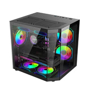 M-ATX Panorama Gaming PC-Gehäuse – 3-seitiges Glasdesign für Custom & RGB Builds