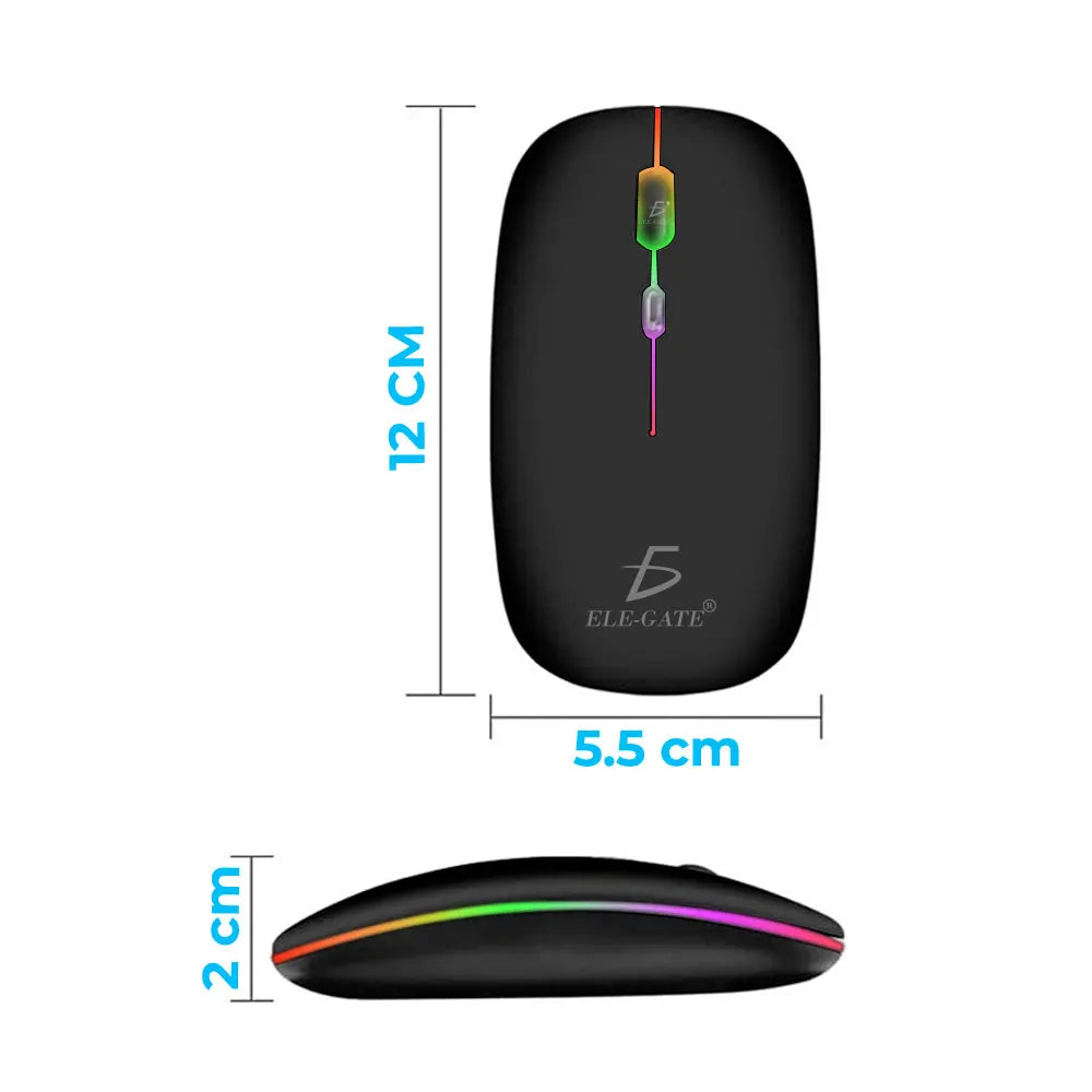 Wireless RGB Gaming-Maus – 2,4 GHz Funkmaus mit Silent-Tasten & Akku | 7 Tasten, optischer Sensor & ergonomisches Design für PC und Laptop