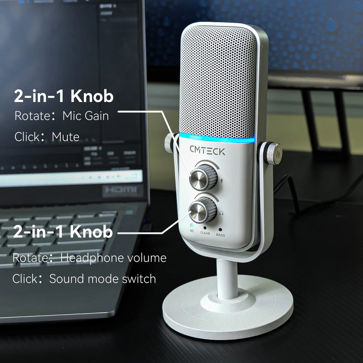 CMTECK XM600 RGB Gaming-Mikrofon – USB Kondensatormikrofon für Streaming, Podcast & Recording