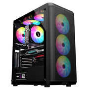 Penco Gaming PC-Gehäuse – Mesh-Front | Glas-Seitenpanel | ATX / Micro-ATX / ITX