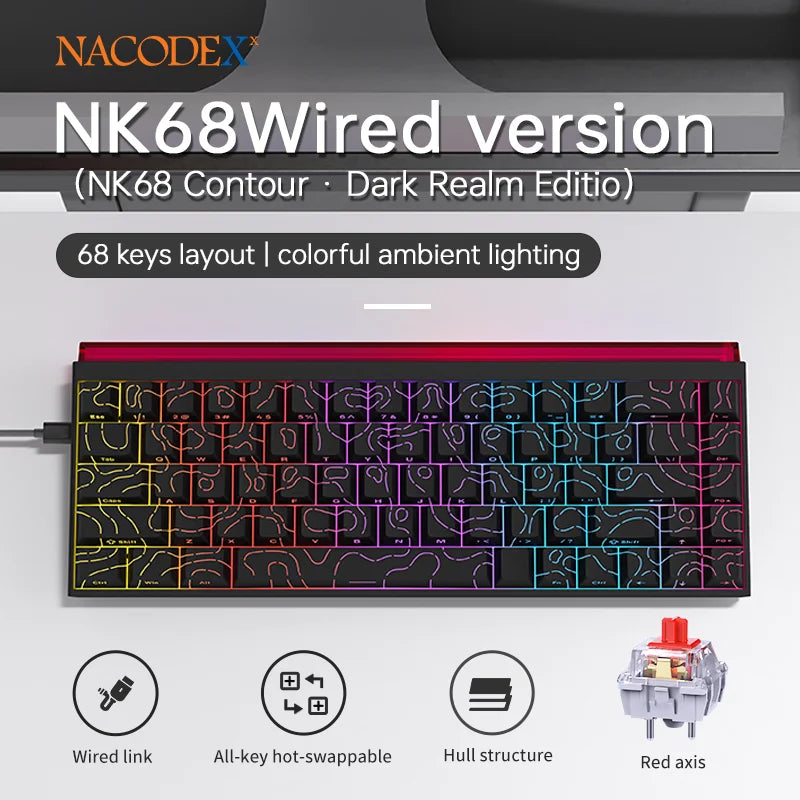 AJAZZ NK68 Mechanische Gaming Tastatur – 68 Tasten | RGB | Kabelgebunden | Englisches Layout
