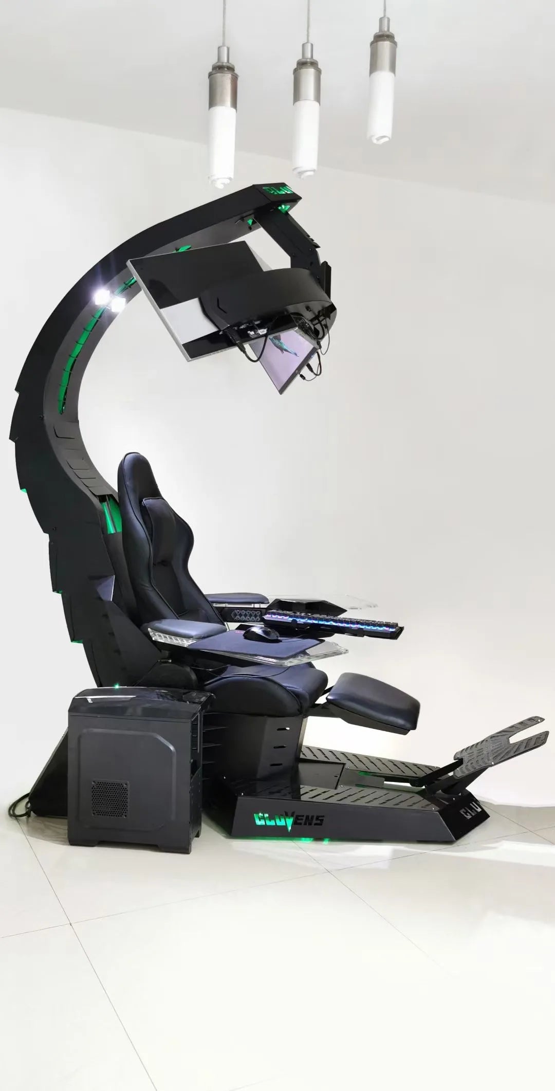 CLUVENS UNICORN Zero-Gravity Gaming Cockpit – Luxuriöse Simulator-Workstation mit Liegefunktion, Wärme & Massage | Premium Gaming- & Sim-Racing-System