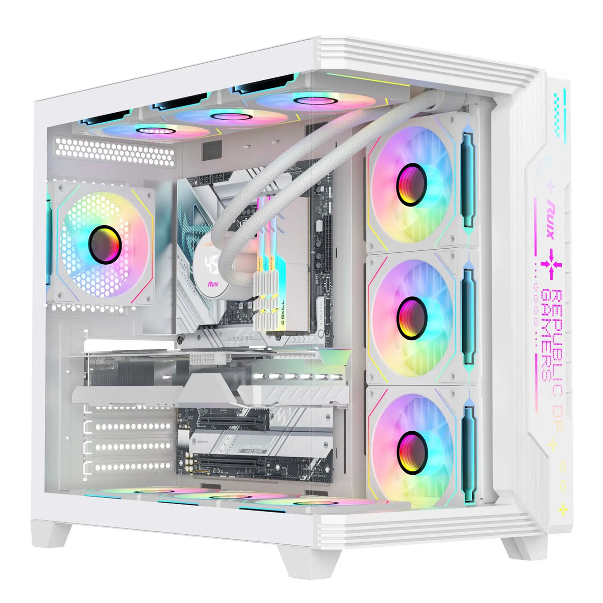 PENCO Gaming PC-Gehäuse – ATX / Micro-ATX / ITX Mid-Tower mit Glas-Seitenfenster & Mesh-Front | Gaming Case für individuelle PC-Builds