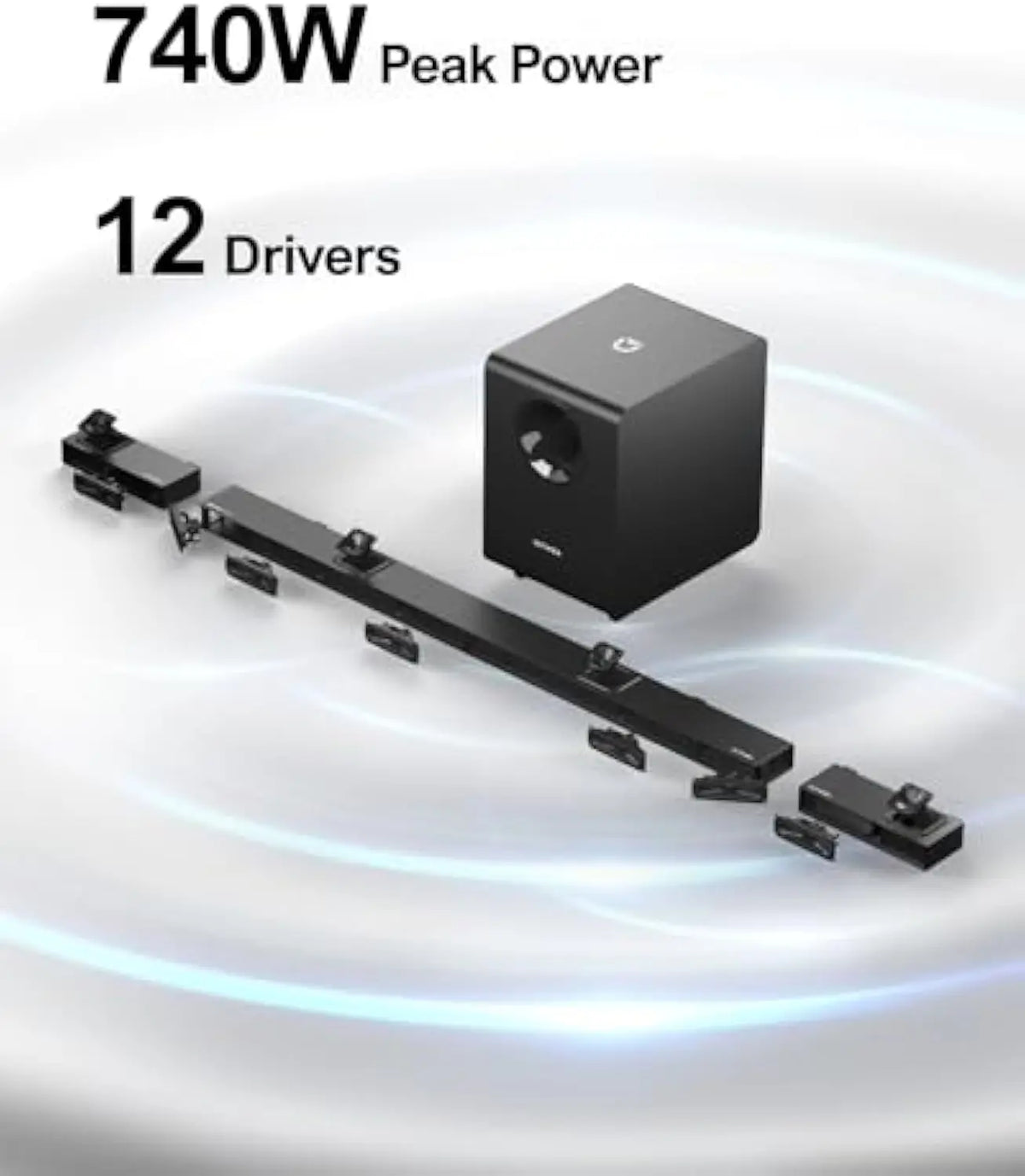 ULTIMEA Nova S90 7.1.4 Dolby Atmos Soundsystem – 740W Peak | 12 Treiber | Wireless Subwoofer & Surround Speaker