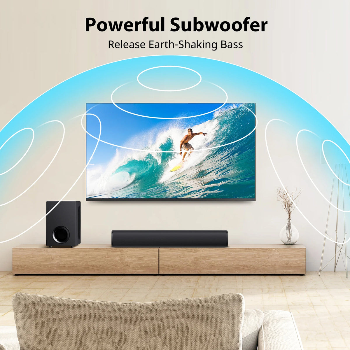 KY-MINIE 2.1 Soundbar mit Subwoofer – 110W TV Soundsystem | 5,25" Bass | DSP | Kraftvoller Heimkino-Sound für TV, Gaming & Musik