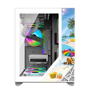 Lovingcool ATX Gaming PC-Gehäuse – Weißes Aluminium-Case mit Glasfenster & RGB-Lüfter