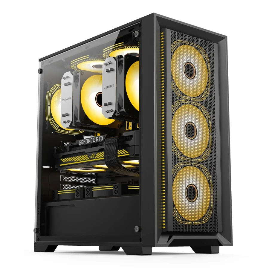 Premium ATX Gaming PC-Gehäuse – Tempered Glass | Schwarzes Gaming-Tower Case
