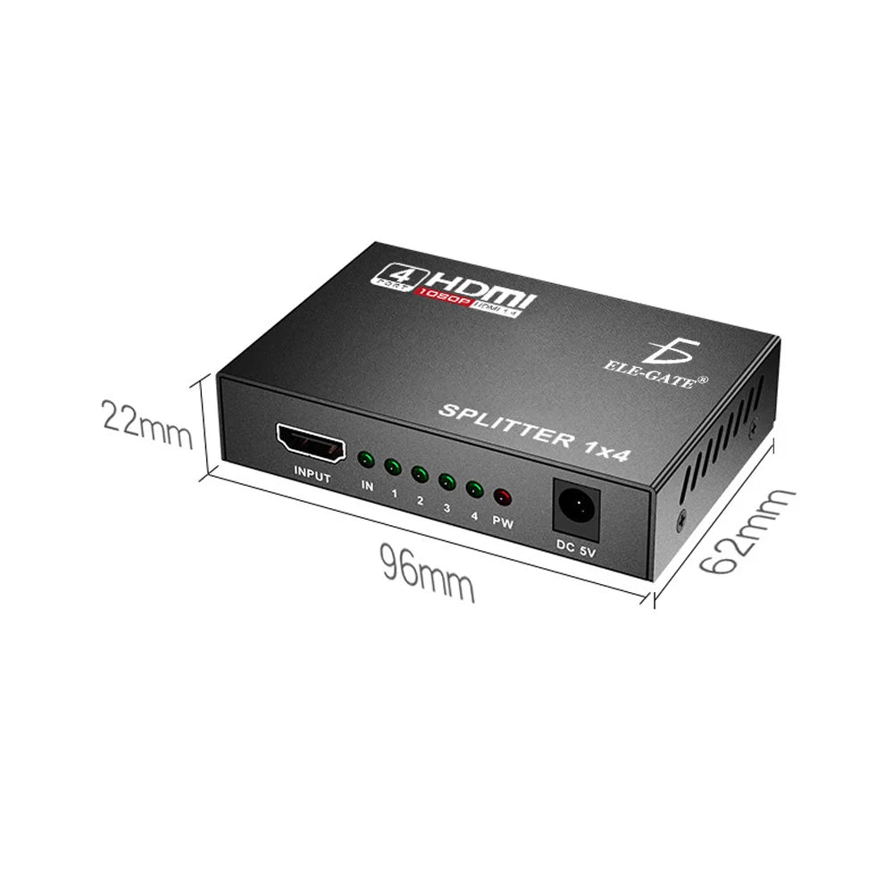 4K HDMI-Splitter 1×4 – 1 Eingang auf 4 Bildschirme | 4K@30Hz Signalverteiler für TV, Monitor, Beamer & Konsole