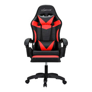 Artiss Massage-Gaming-Stuhl & Bürostuhl – 6-Punkt-Vibrationsmassage, 7 LED-Farben, Fußstütze – Rot