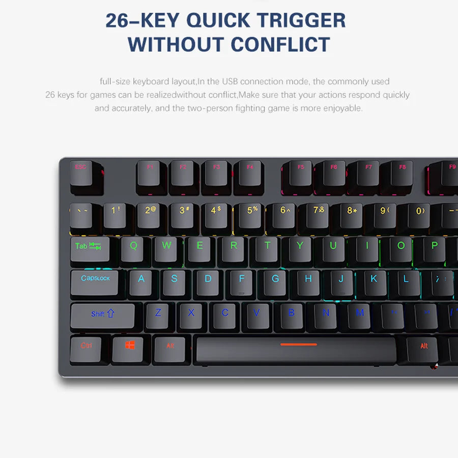 Mechanische RGB Gaming Tastatur – Beleuchtet, Ergonomisch & Kabelgebunden per USB für PC & Gaming