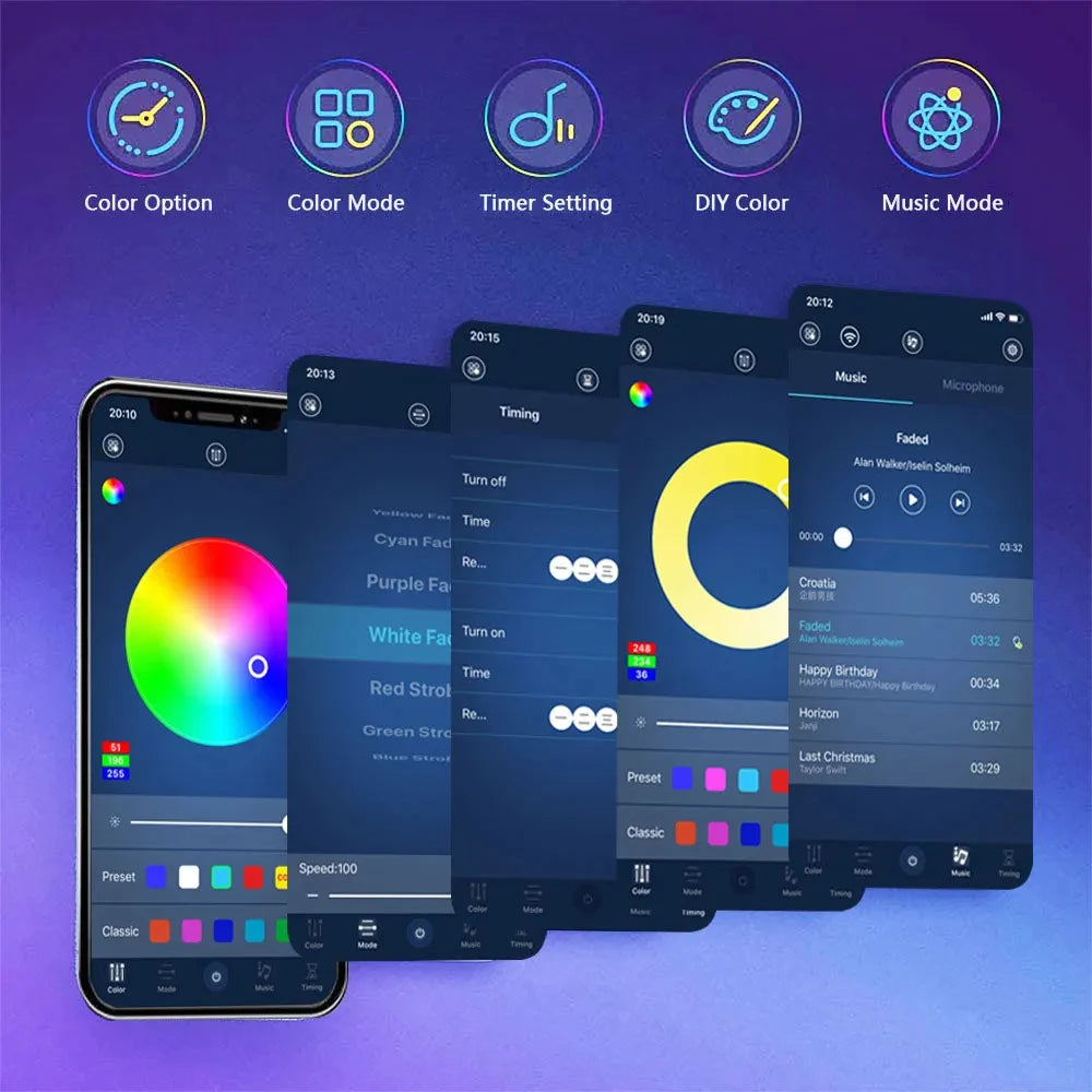 USB RGB LED-Strip mit App & Fernbedienung – 5V LED-Lichtband mit Farbwechsel, Timer & Musikmodus | Gaming-Zimmer, TV & Party-Beleuchtung