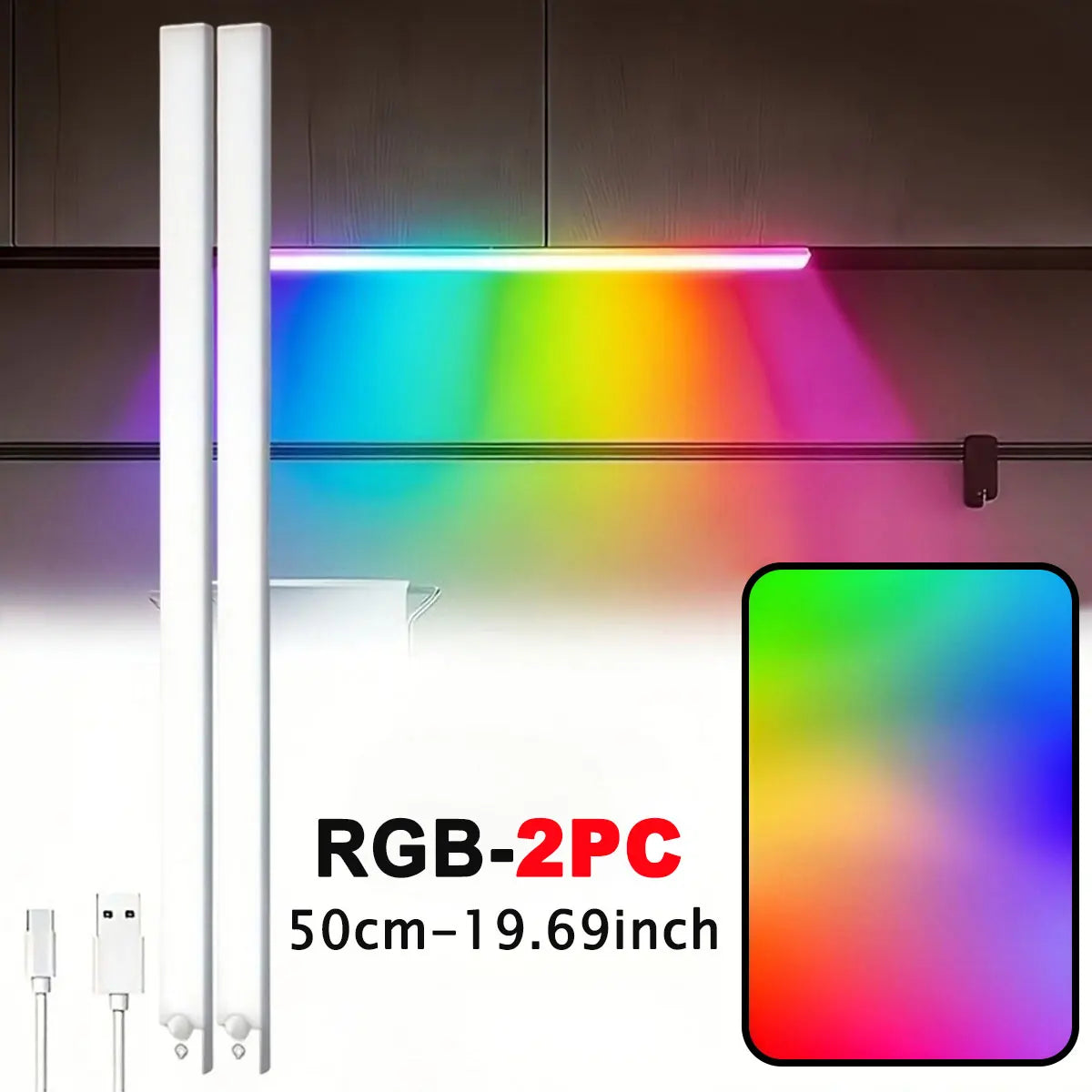 RGB Ambient Light Bar mit Akku – Dynamische Rainbow LED-Leuchte mit Farbverlauf & Running-Light-Effekt | Gaming-Beleuchtung für Schreibtisch, Wohnzimmer & Schlafzimmer