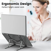 MK Gaming Verstellbarer Aluminium Laptop-Ständer – 10 Höhenstufen | Ergonomisch, Faltbar & Rutschfest | Für MacBook, Notebook & Tablet