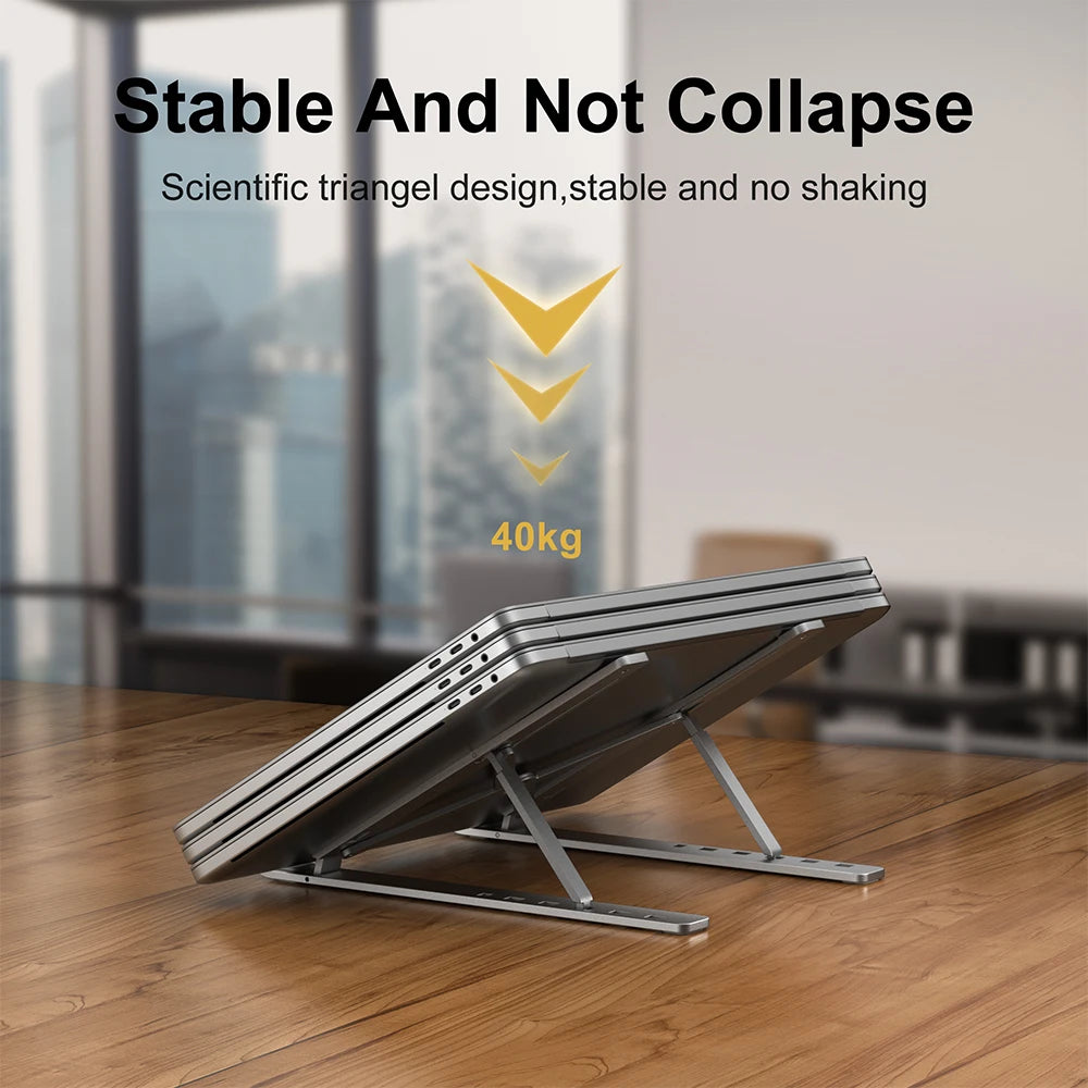 MK Gaming Verstellbarer Aluminium Laptop-Ständer – 10 Höhenstufen | Ergonomisch, Faltbar & Rutschfest | Für MacBook, Notebook & Tablet